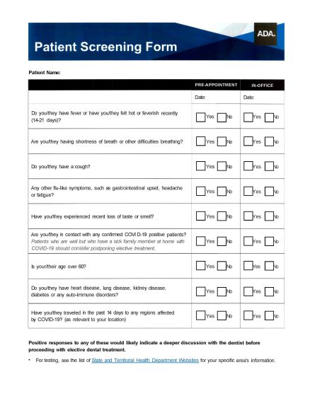 PATIENT SCREENING FORM